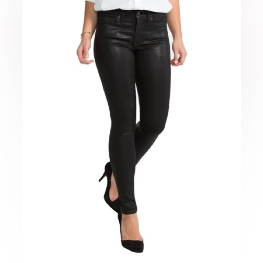 SPANX Five Pocket Skinny Jeans with Tummy Control in Black Lacquer